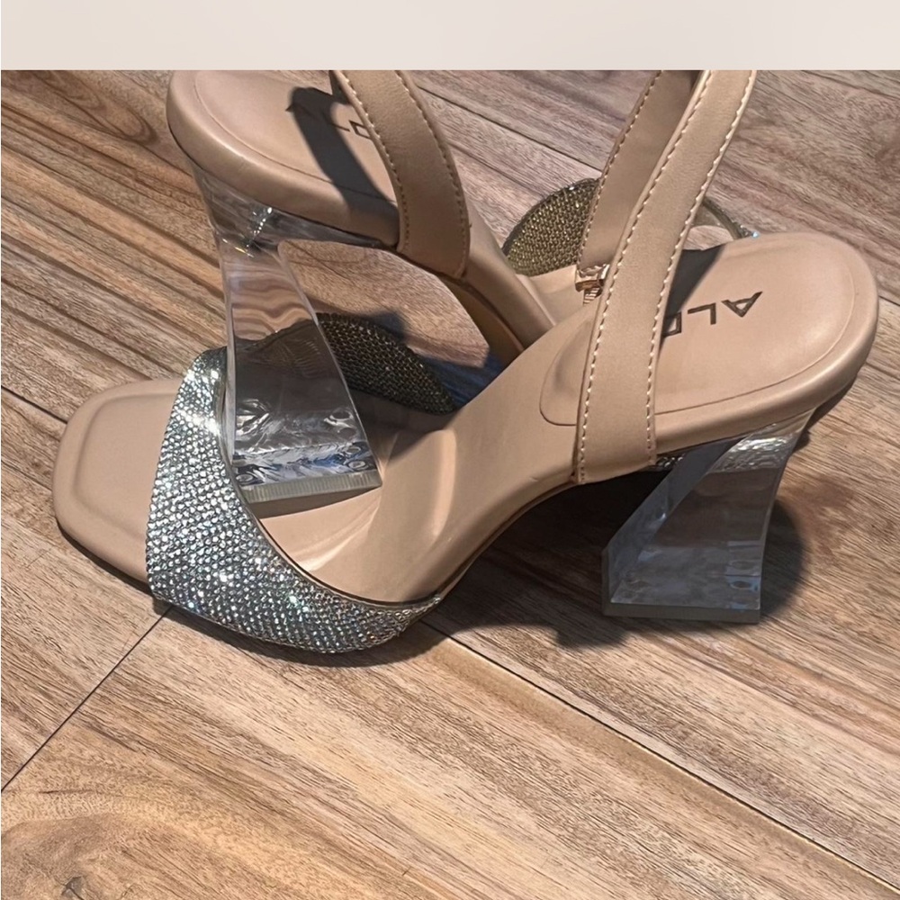 Aldo Beige and Silver Block Heels